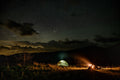 Tent with Fire at Night